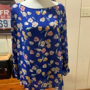 Apt. 9 Bright blue with flowers top.  Very cute.  3/4 sleeves.  Lovely material.
